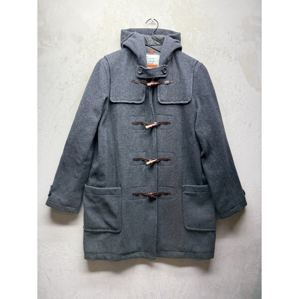 VTG Y2K Abercrombie & Fitch Duffle Pea Coat Women's M Black Wool Blend Toggles